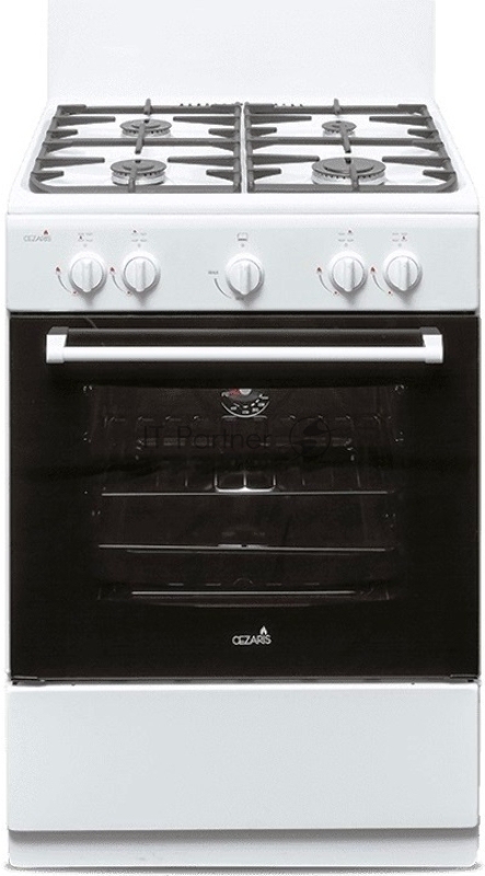 Плита газовая Cezaris ПГ 3200-00 белый, конфорок 4 шт, духовка 59 л, 60 см x 85 см x 60 см