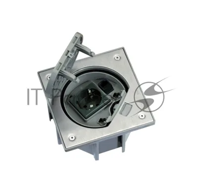 Влагостойкая основа с розеткой 2к+з Schuko и 1 RJ45 Cat. 5e UTP Connect Сталь