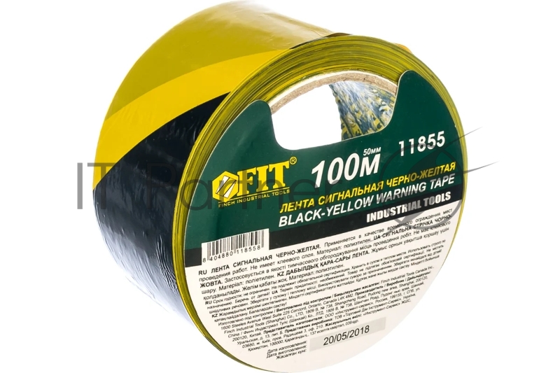 Лента сигнальная FIT IT 11855 черно-желтая, 50*100 м