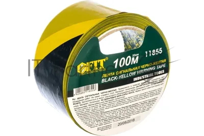 Лента сигнальная FIT IT 11855 черно-желтая, 50*100 м