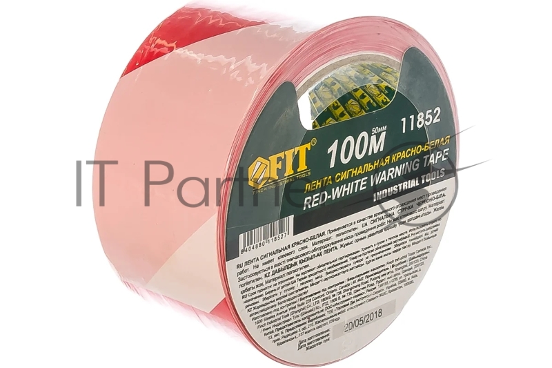Лента сигнальная FIT IT 11852 красно-белая, 50x100 м
