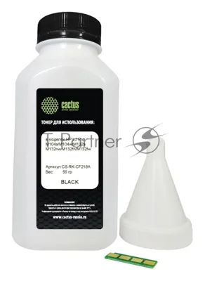 Тонер Cactus CS-RK-CF218A черный флакон 55гр. (в компл.:чип) для принтера HP LJ Pro M104/M132