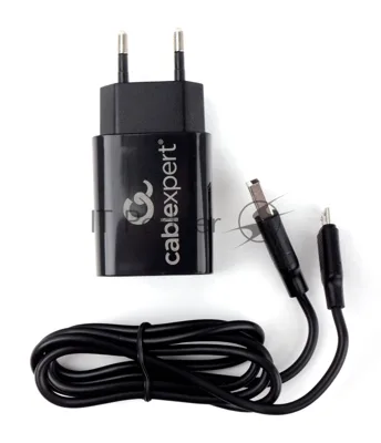 Сетевое зарядное устройство Cablexpert MP3A-PC-35 USB 2 порта, 2.4A, черный + кабель 1м micro