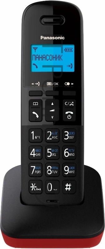Телефон беспроводной (DECT) Panasonic KX-TGb610RUR, Монохромный, АОН, черный/красный