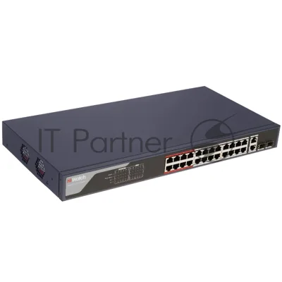 Коммутатор HiWatch SWT-1326P, 24×100 Мбит/с PoE + 2×1 Гбит/с Combo (RJ45/SFP), управляемый