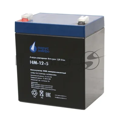 Батарея для ИБП Парус-электро HM-12-5 (AGM/12В/5А·ч/клемма F2), 90х70х101мм