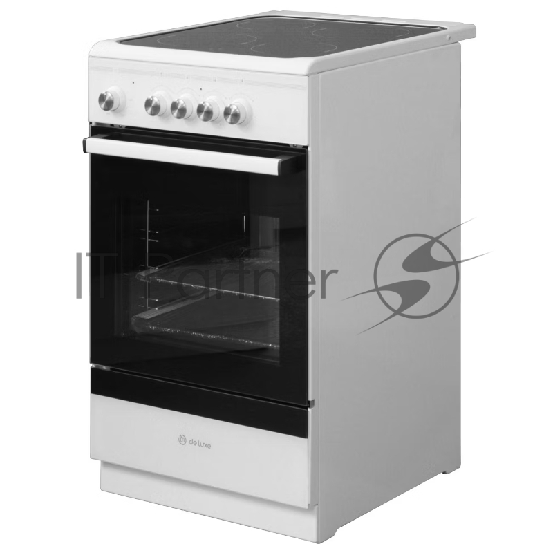 Плита электрическая De Luxe 506004.14ES белый, конфорок 4 шт, духовка 54 л, 50 см x 87 см x 60 см