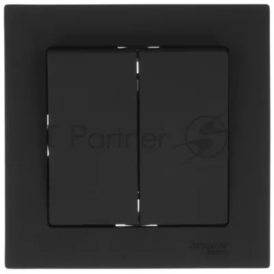 Выключатель 2-кл. СП AtlasDesign 10А IP20 (сх. 5) 10AX в сборе карбон SchE ATN001052