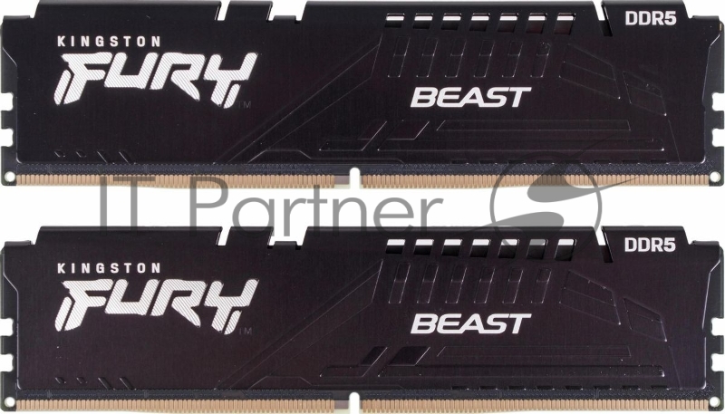 Оперативная память Kingston Fury Beast, DDR5, 32GB (2x16GB), 5200MHz, CL40, DIMM, радиатор, черный