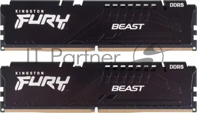 Оперативная память Kingston Fury Beast, DDR5, 32GB (2x16GB), 5200MHz, CL40, DIMM, радиатор, черный