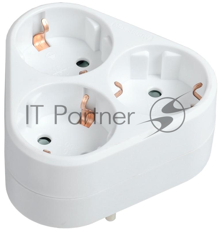Тройник Т-01/03 3 места 2P+PE 16А треугольный бел. IEK WTP10-16-03-Z-K01