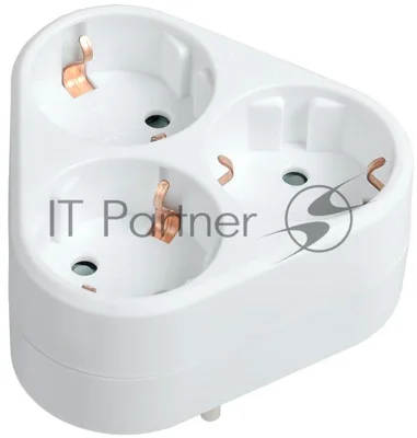 Тройник Т-01/03 3 места 2P+PE 16А треугольный бел. IEK WTP10-16-03-Z-K01