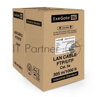 Кабель ExeGate EX289281RUS UTP4-C5e-CU-S25-IN-LSZH-GR-305 UTP 4 пары кат.5e медь, 25AWG, LSZH, бухта 305м, серый
