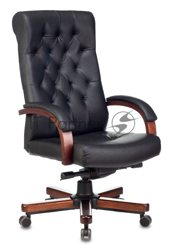 Кресло Бюрократ T-9928WALNUT черный, кожа