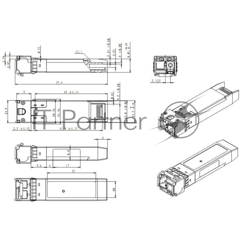 Модуль SNR SFP+ WDM, дальность до 3км (5dB), 1270нм