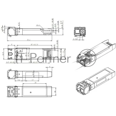 Модуль SNR SFP+ WDM, дальность до 3км (5dB), 1270нм