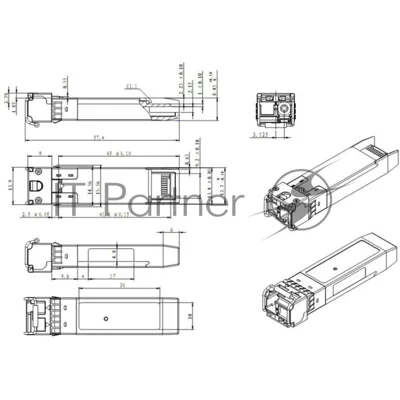 Модуль SNR SFP+ WDM, дальность до 3км (5dB), 1330нм