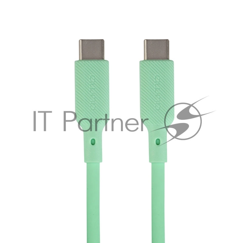 Кабель QUMO 32970 Type-C на Type-C, силиконовый, 1м, 3A, 60W, PD (зеленый)