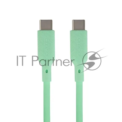 Кабель QUMO 32970 Type-C на Type-C, силиконовый, 1м, 3A, 60W, PD (зеленый)