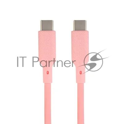Кабель QUMO 32966 Type-C на Type-C, силиконовый, 1м, 3A, 60W, PD (розовый)