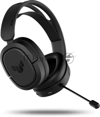 Гарнитура ASUS TUF Gaming H1 Wireless чёрный, беспроводная + проводная, USB/USB-C, до 15 ч, виртуальный 7.1, шумоподавление микрофона