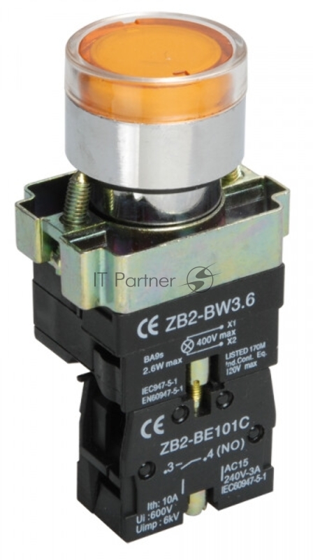 Кнопка управления LAY5-BW3561 IEK BBT50-BW-K05 с подсветкой желтый 1з