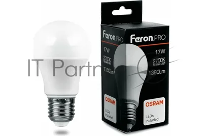 Лампа светодиодная FERON PRO LB-1017 (38038) шар E27 17W 2700K