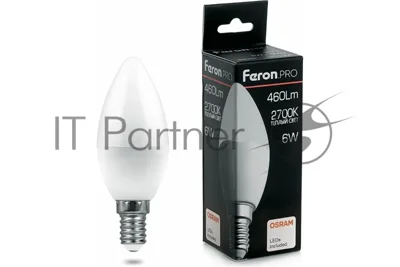 Лампа светодиодная Feron PRO LB-1306 свеча E14 6W 2700K