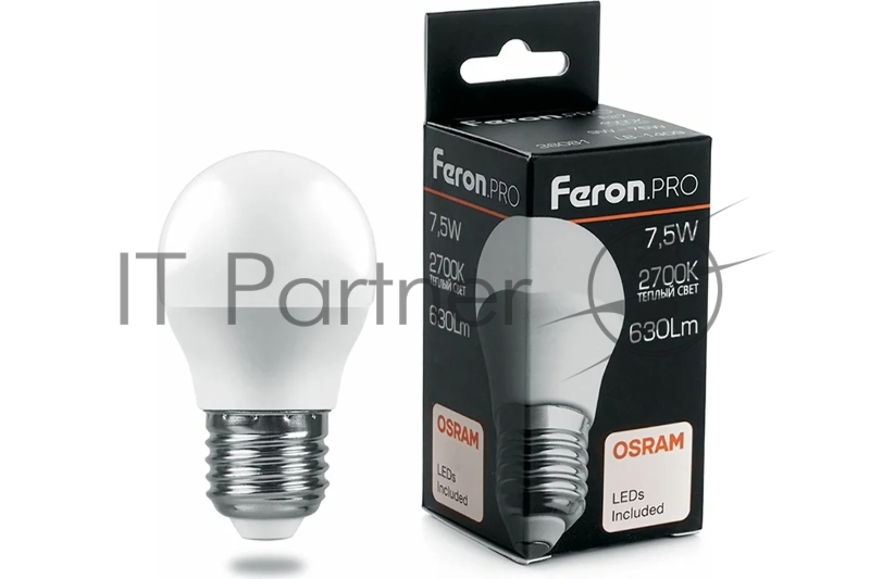 Лампа светодиодная Feron PRO LB-1407 шар E27 7.5W 2700K