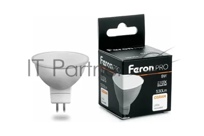 Лампа светодиодная FERON PRO LB-1608 (38089) MR16 G5.3 8W 2700K