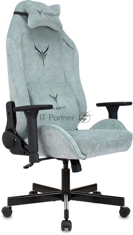 Кресло игровое Бюрократ Knight N1 Fabric серо-голубой Light-28 с подголов. крестовина металл