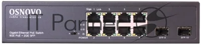 Коммутатор Osnovo SW-80802(150W), 8×1 Гбит/с PoE + 2×1 Гбит/с SFP, неуправляемый