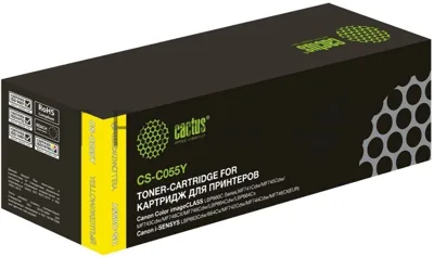 Картридж лазерный Cactus CS-C055Y желтый (2100 стр.) для Canon LBP663Cdw, LBP664Cx, MF746Cx, MF742Cdw, MF744Cdw