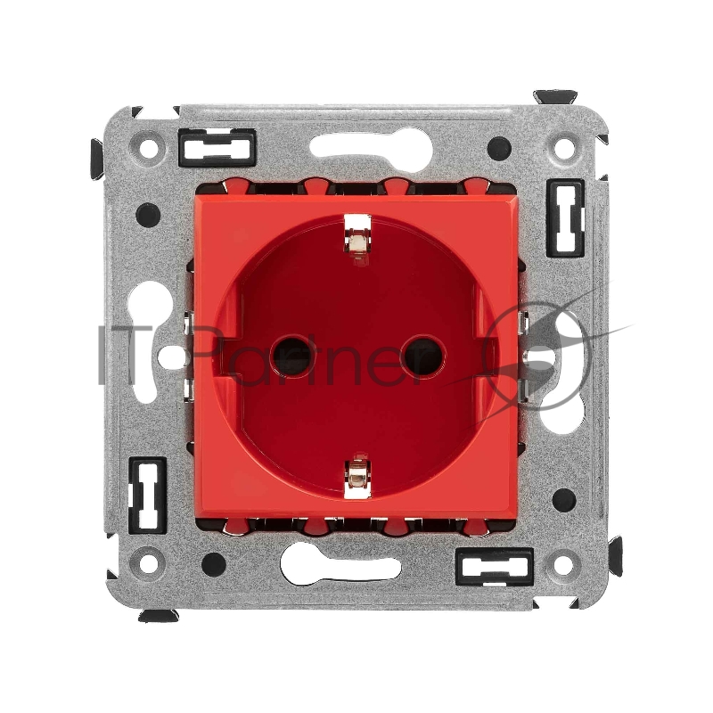 Розетка DKC Avanti 4401003 2P+E со шторками, красный квадрат
