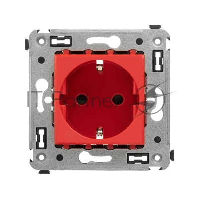 Розетка DKC Avanti 4401003 2P+E со шторками, красный квадрат