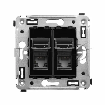 Розетка компьютерная DKC Avanti 4402464 RJ-45 двойная, категория 5e "Черный квадрат"