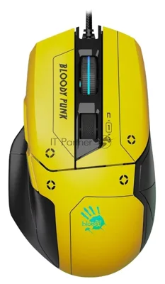 Мышь проводная A4Tech Bloody W70 Max желтый/черный, 10000 dpi, USB, кнопки - 9