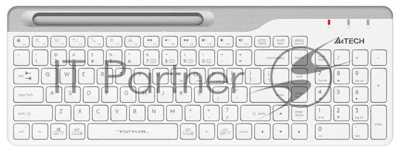 Клавиатура беспроводная A4Tech Fstyler FBK25, USB, Bluetooth/Радиоканал, белый/серый