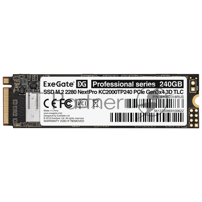 Накопитель SSD ExeGate NextPro KC2000TP240, 240Gb, M.2 2280, PCIe 3.0 x4, NVMe, R/W 1500/900