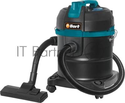 Строительный пылесос Bort BSS-1220 черный (93412598) 240/1200 Вт, уборка сухая/влажная, пылесборник мешок/контейнер, 20 л