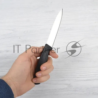 Нож Victorinox для очистки овощей, лезвие 10 см волнистое, черный