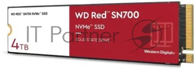 Накопитель SSD WD Red SN700 WDS400T1R0C, 4Tb, PCIe 3.0 x4, M.2 2280, NVMe, R/W 3400/3100