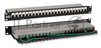 Патч-панель 19дюйм PP3-19-24-8P8C-C5E-SH-110D 1U 24 порта RJ45 полн. экран. кат.5e Dual IDC ROHS черный Hyperline 246037