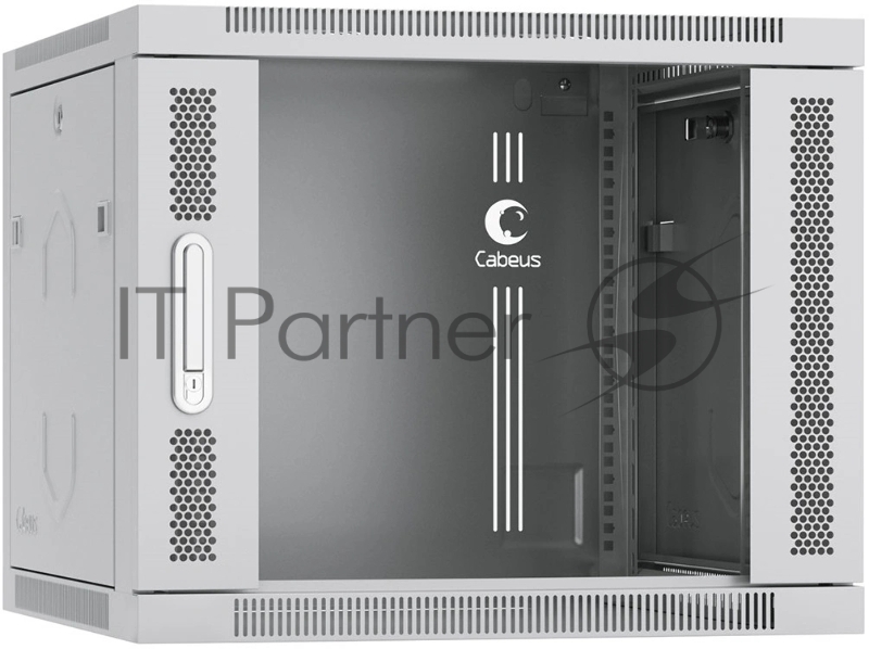 Шкаф телекоммуникационный настенный Cabeus SH-05F-9U60/45 19" 9U 600x450x501 мм (ШхГхВ) дверь стекло, серый (RAL 7035)