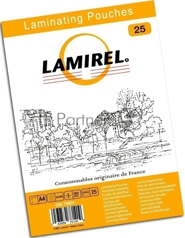 Пленка для ламинирования Fellowes 100мкм A4 (25шт) глянцевая216x303мм Lamirel (LA-78801)