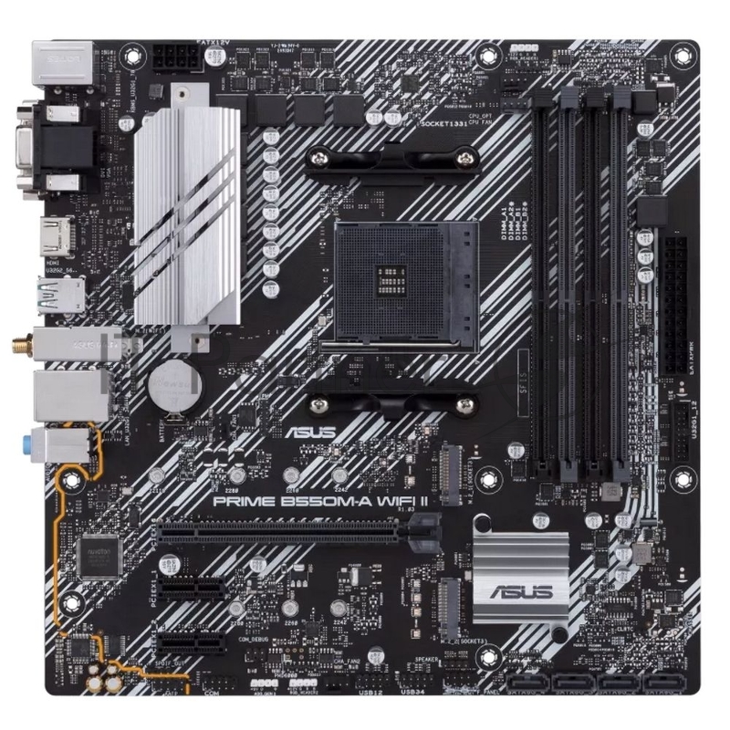 Материнская плата ASUS PRIME B550M-A (WI-FI), AM4, AMD B550, 4xDDR4, 4xSATA, 2xM.2, 1xPCIe 4.0 x16, DVI-D, HDMI, D-Sub, 1x1Gb LAN, Wi-Fi 6, Bluetooth, 3x3.5 мм, 7.1, microATX