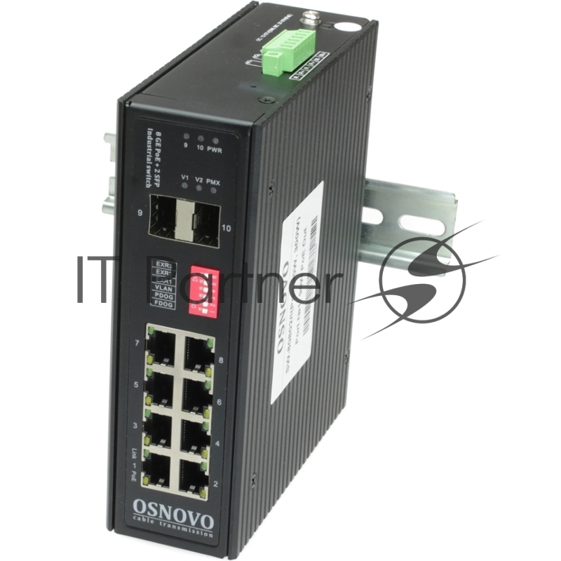 Коммутатор OSNOVO SW-80802/I(Port 90W, 300W), 8×1 Гбит/с PoE + 2×1 Гбит/с SFP, неуправляемый
