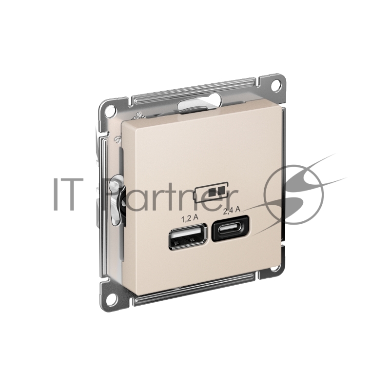 Механизм розетки USB AtlasDesign A+С 5В/2.4А 2х5В/1.2А беж. SchE ATN000239