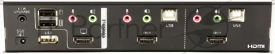Переключатель, электрон., KVM+Audio+USB 2.0, 1 user USB+HDMI => 2 cpu USB+HDMI, соШнур. USB 2х1.8м., настол., исп.стандарт, без OSD, некаскад.. CUBIQ 2 PORT HDMI KVMP SWITCH W/1.8M