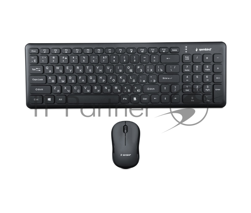 Комплект клавиатура+мышь Gembird KBS-9200 беспроводной, USB, 1000 DPI, чёрный